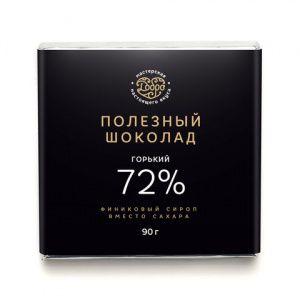 Шоколад Горький, 72% какао (классический), 90гр